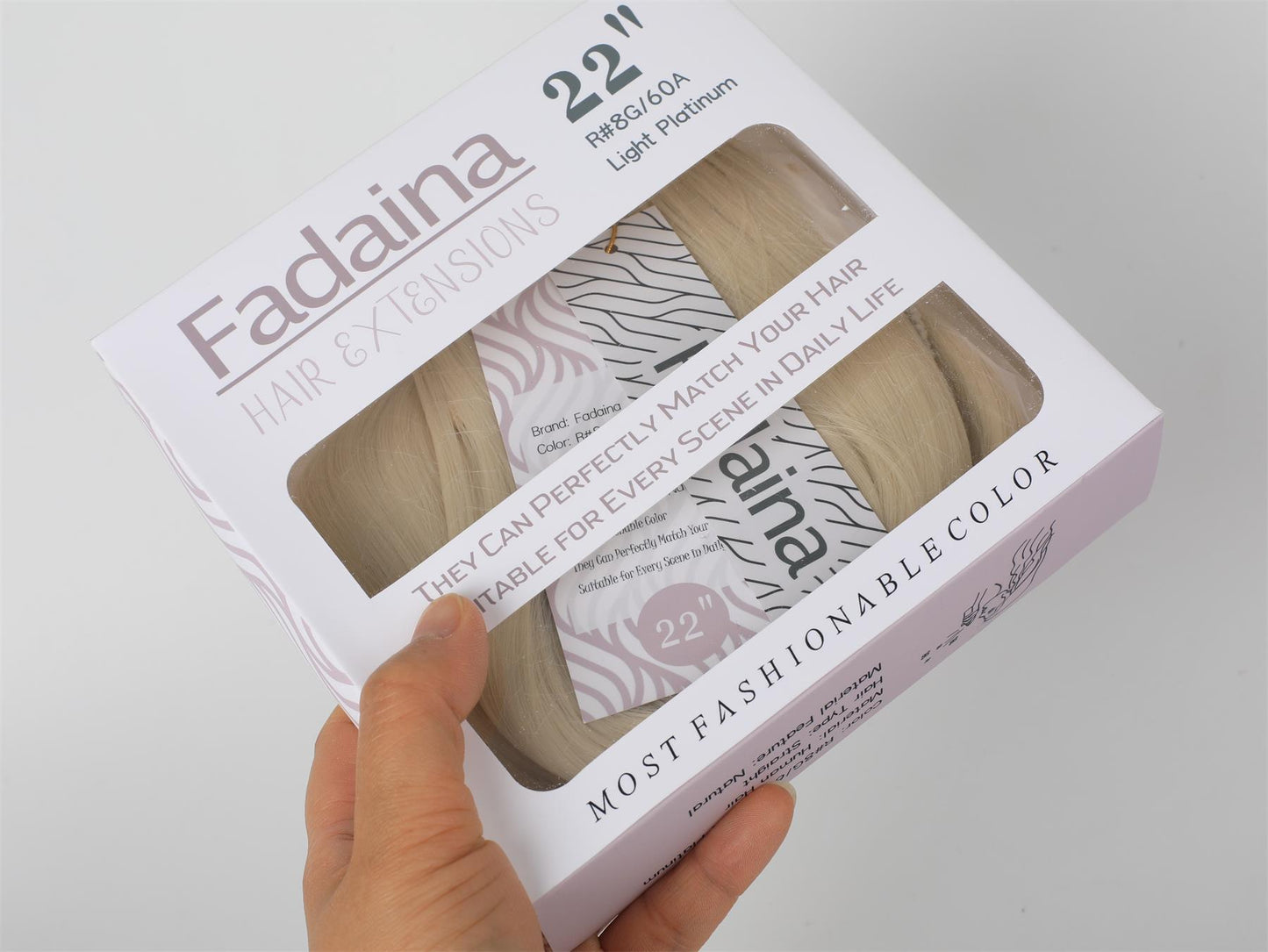 Fadaina 60A Tape In Hair Extensions Human Hair Real Remy Human Hair Extensions Skin Weft Natural Straight 20Pcs 50G/Pack 22 Inch R#8G 60A
